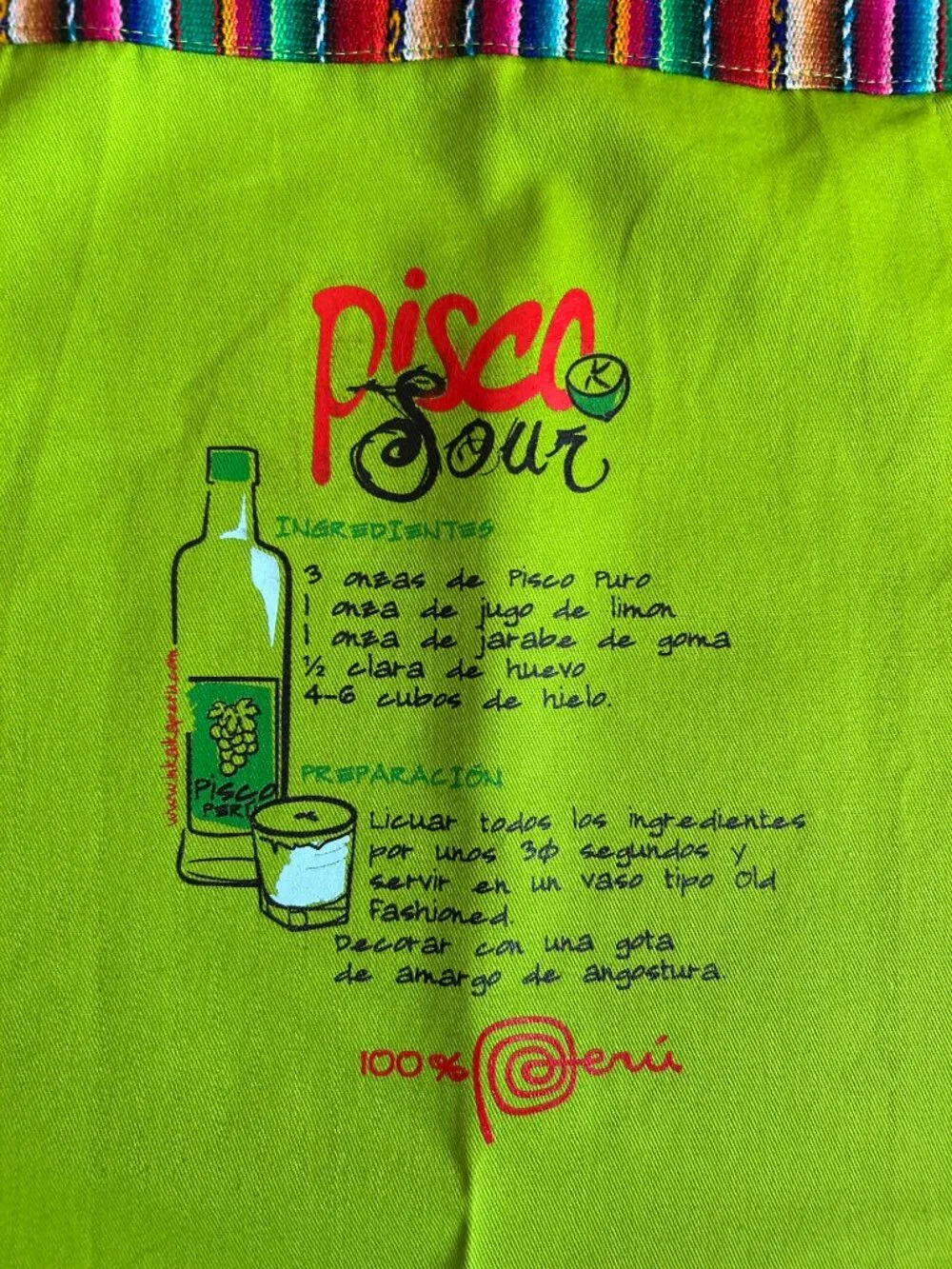 Pisco Sour Apron Bib Chef Large Double Pocket Advertising